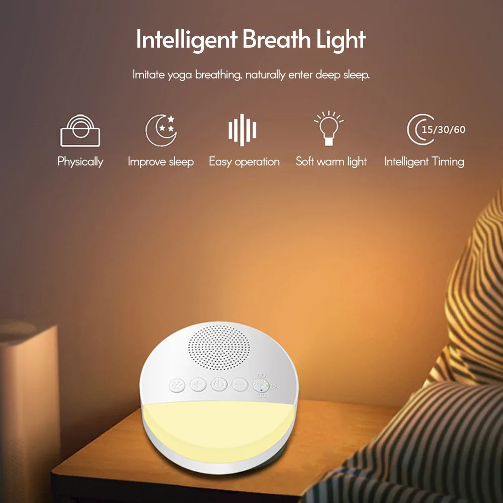 LullaZzz Baby White Noise Machine – USB Rechargeable, Sleep Sounds & Night Light with Timer